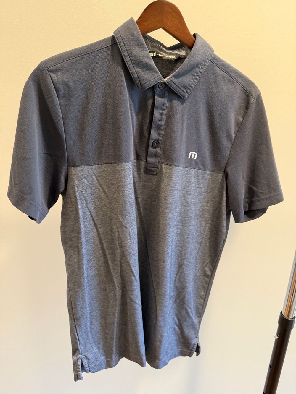 Travis Mathew Two-Tone Charcoal and Light Gray Polo